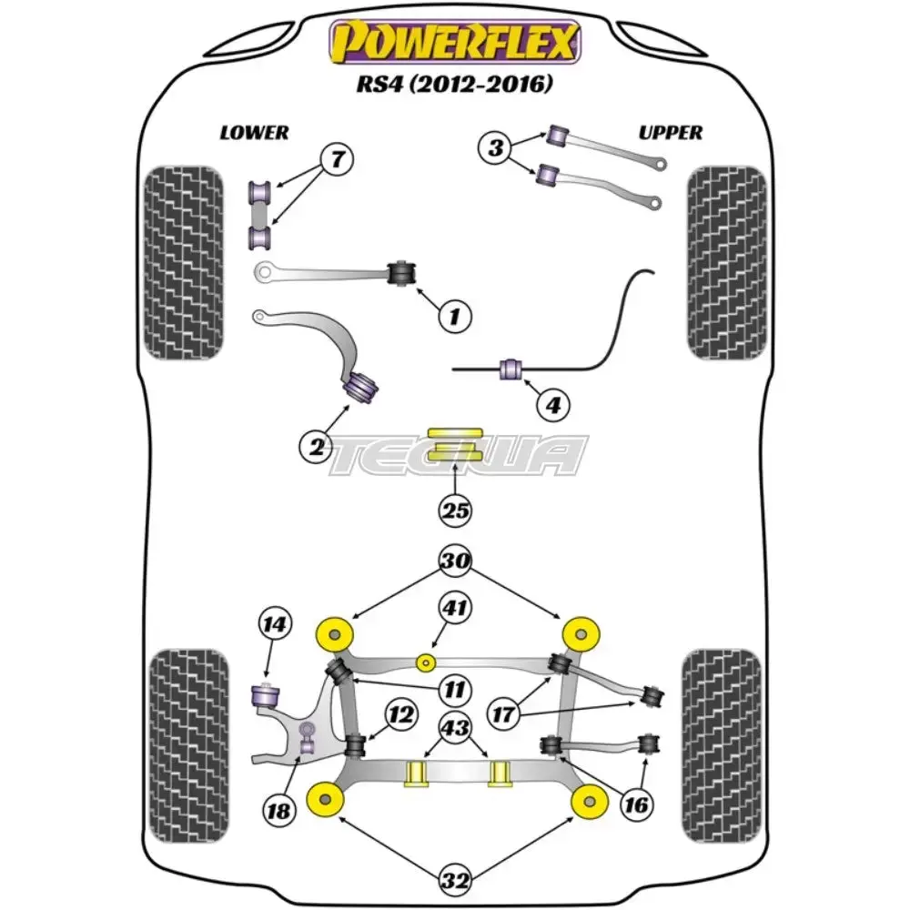 Powerflex Road Series Rear Subframe Rear Bush Insert Audi A4 S4 Rs4 B8 08-16 2