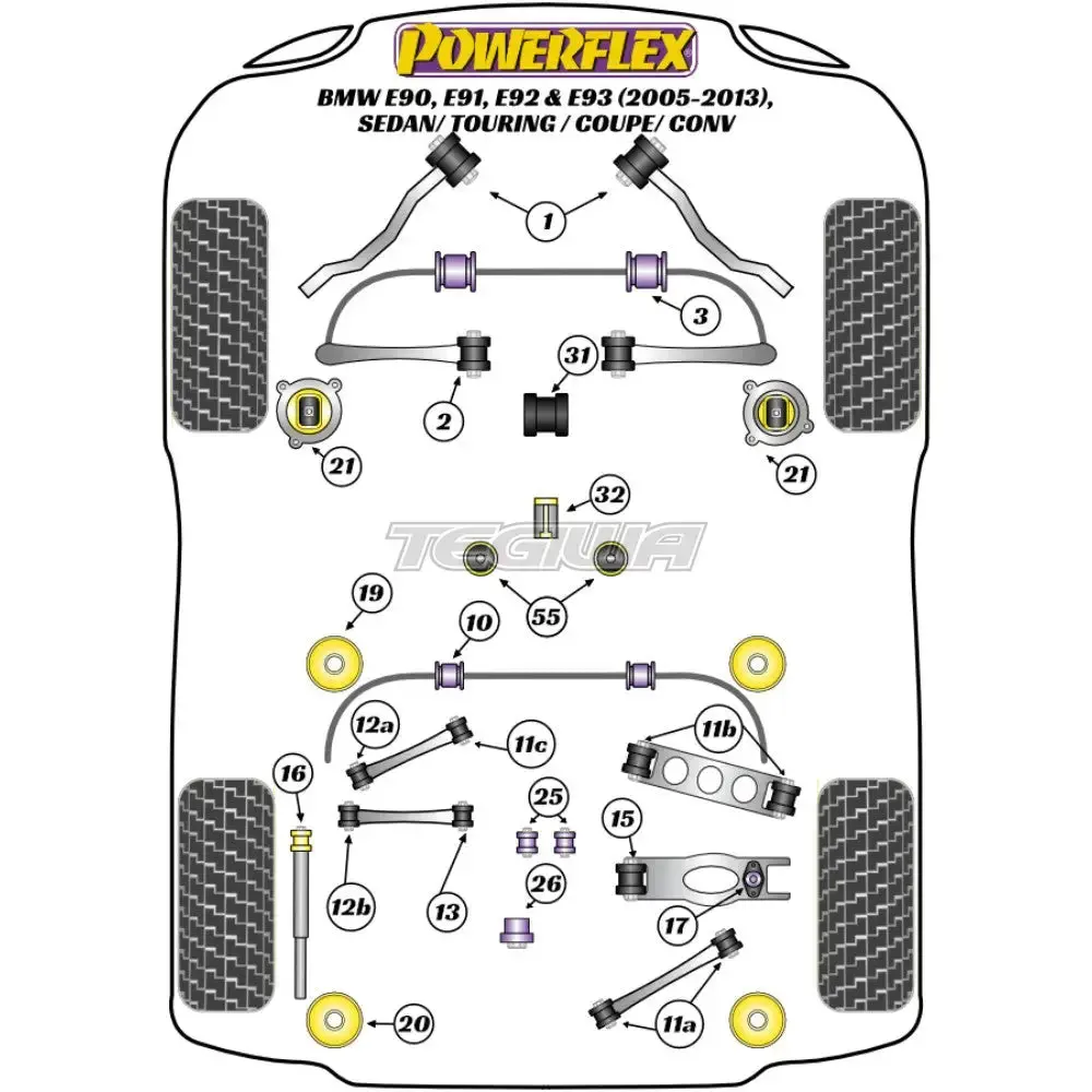 Powerflex Road Series Rear Subframe Front Mounting Insert Bmw 3 Series E90 E91 E92 E93 E9x Sedan Touring Coupe Conv 05-13 2