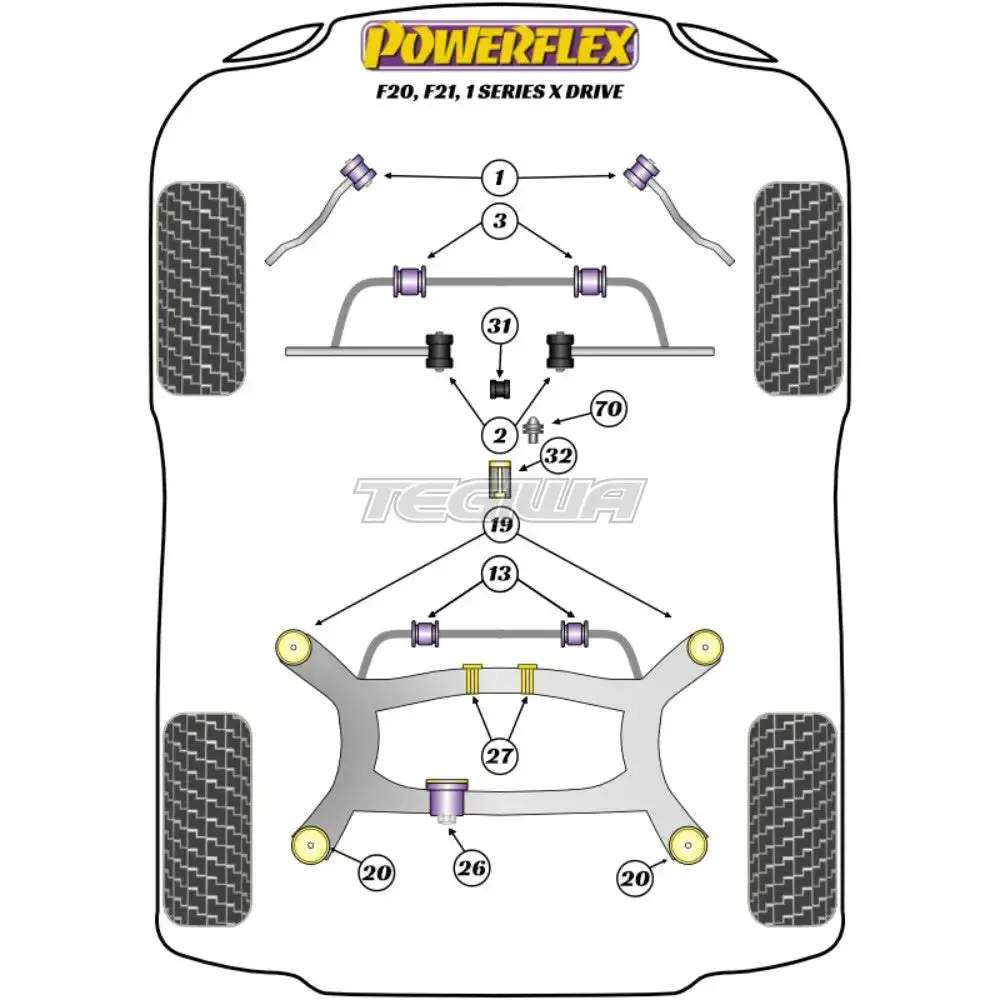 Powerflex Road Series Rear Subframe Rear Mounting Bush Road Bmw 1 Series F20 F21 Xdrive 11-19 2