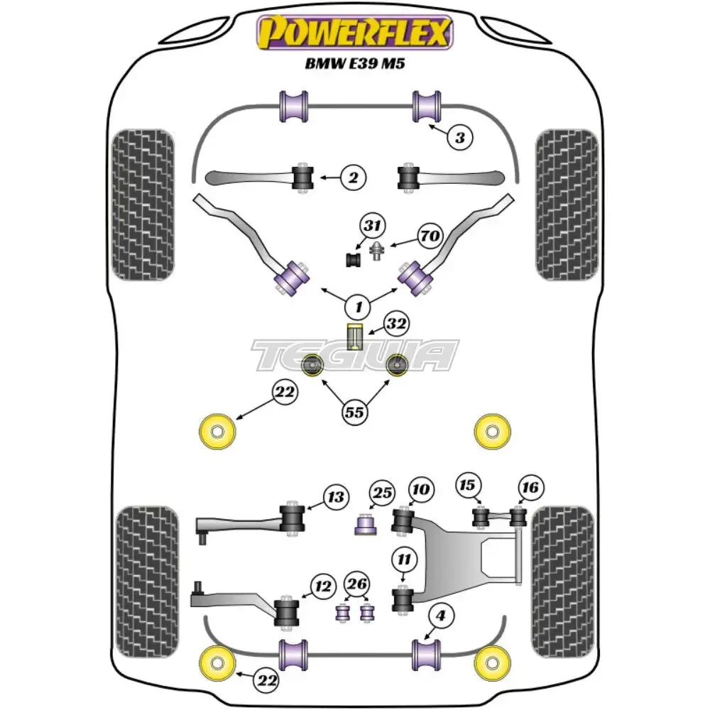 Powerflex Road Series Rear Subframe Rear Mounting Insert Bmw 5 Series E39 M5 96-04 2