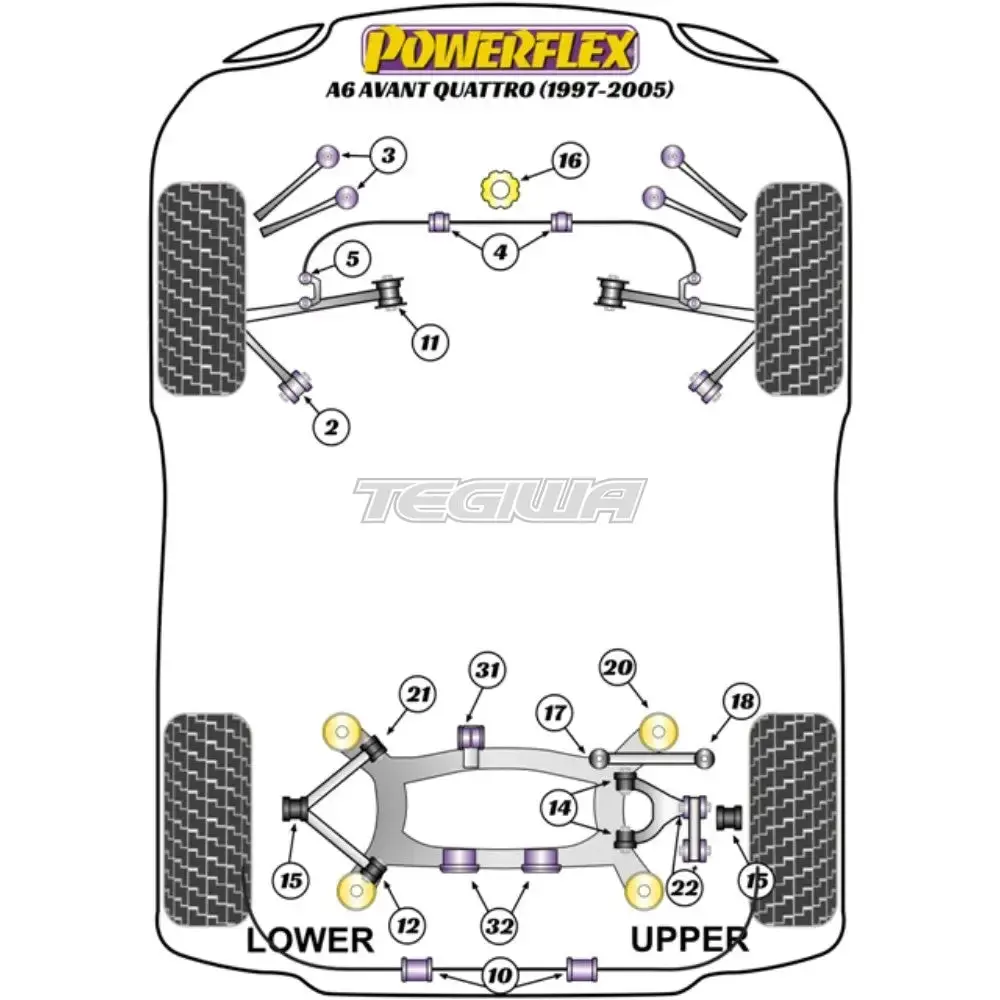 Powerflex Road Series Rear Tie Rod Outer Bush Audi A6 S6 Rs6 C5 Avant Quattro 97-05 2