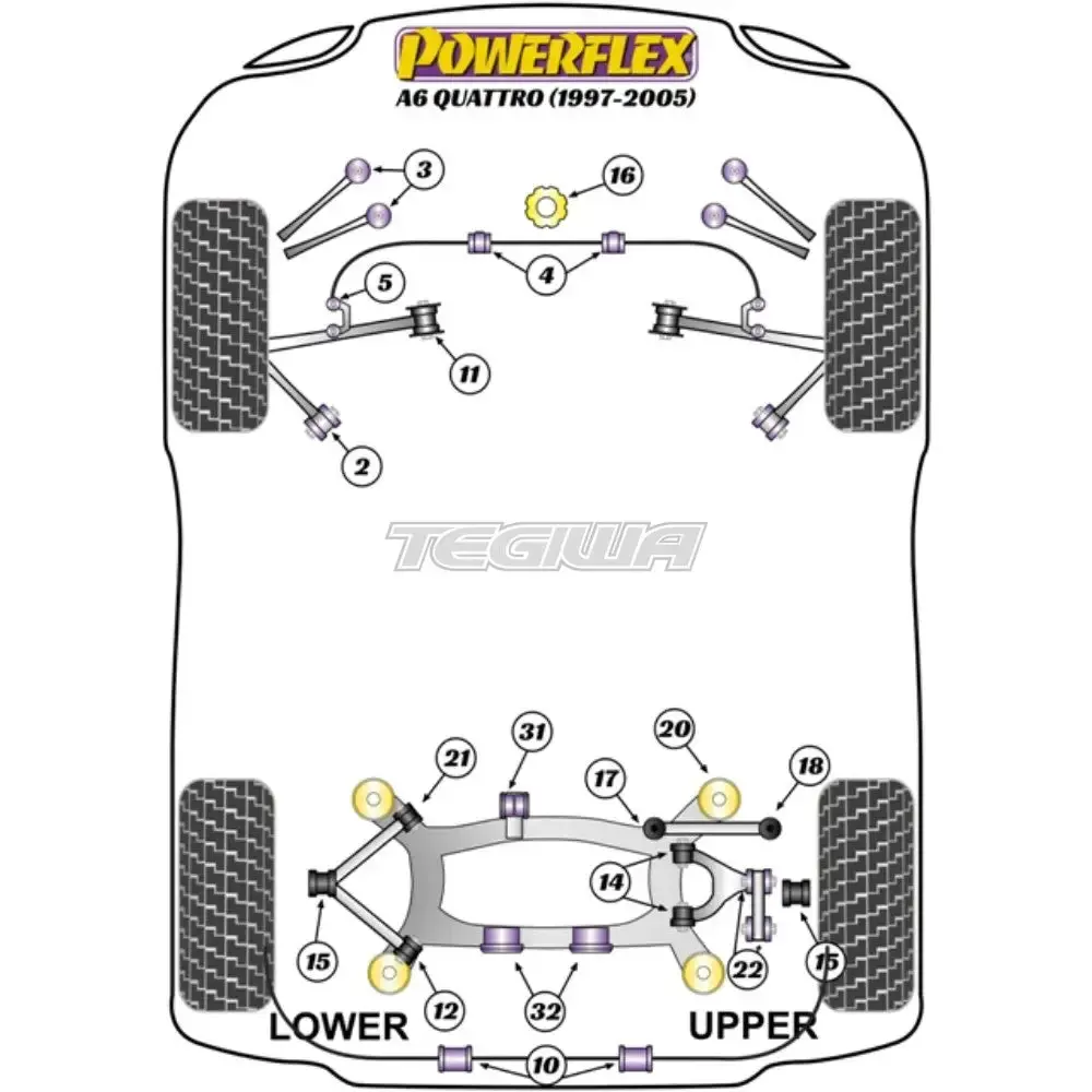 Powerflex Road Series Rear Tie Rod Outer Bush Audi A6 S6 Rs6 C5 Quattro 97-05 2