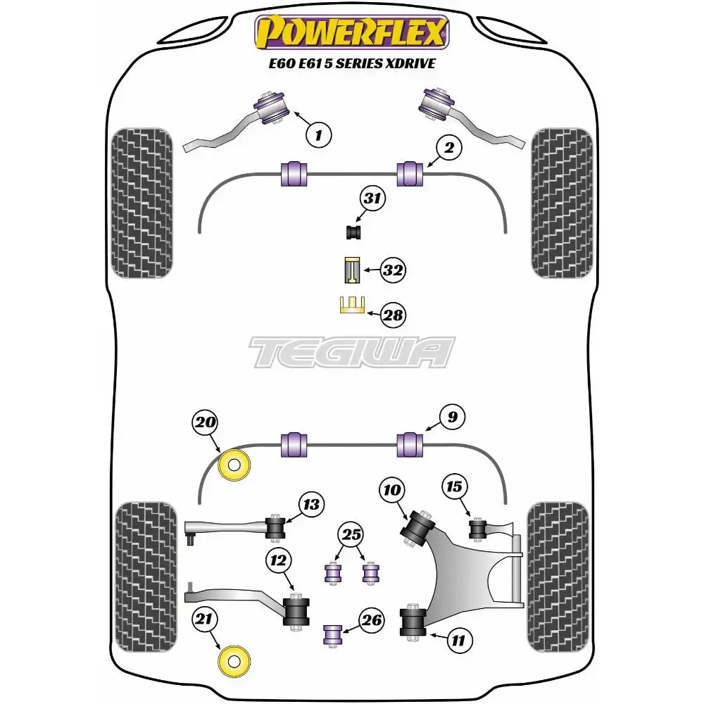 Powerflex Road Series Transfer Case Bush Insert Tuned/Track Bmw 5 Series E60 E61 Xdrive 03-10 2