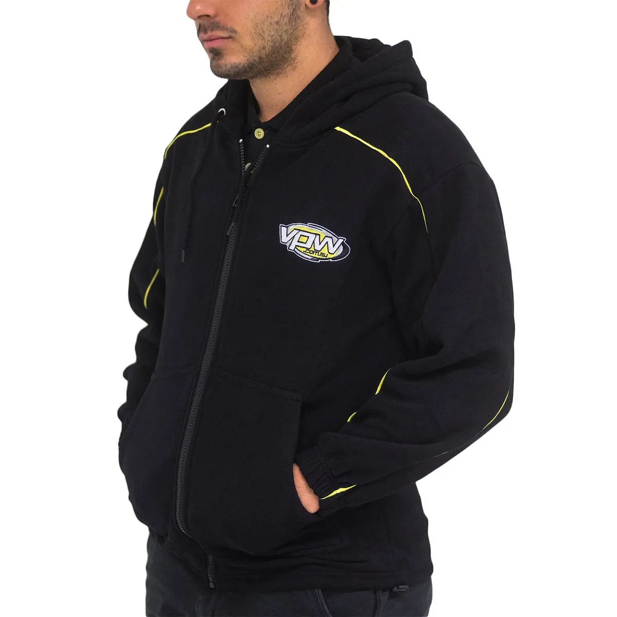 Vpw Classic Black Cotton Hoodie – Unisex Fit, Medium Size 1