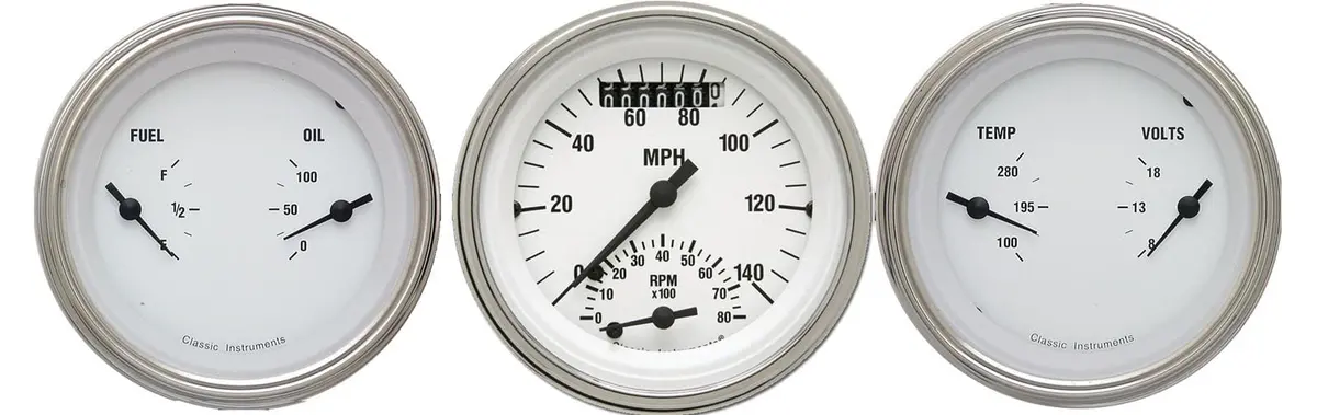 Classic Instruments White Hot Series Gauge Set – Modern Retro-Style Instrument Cluster 1